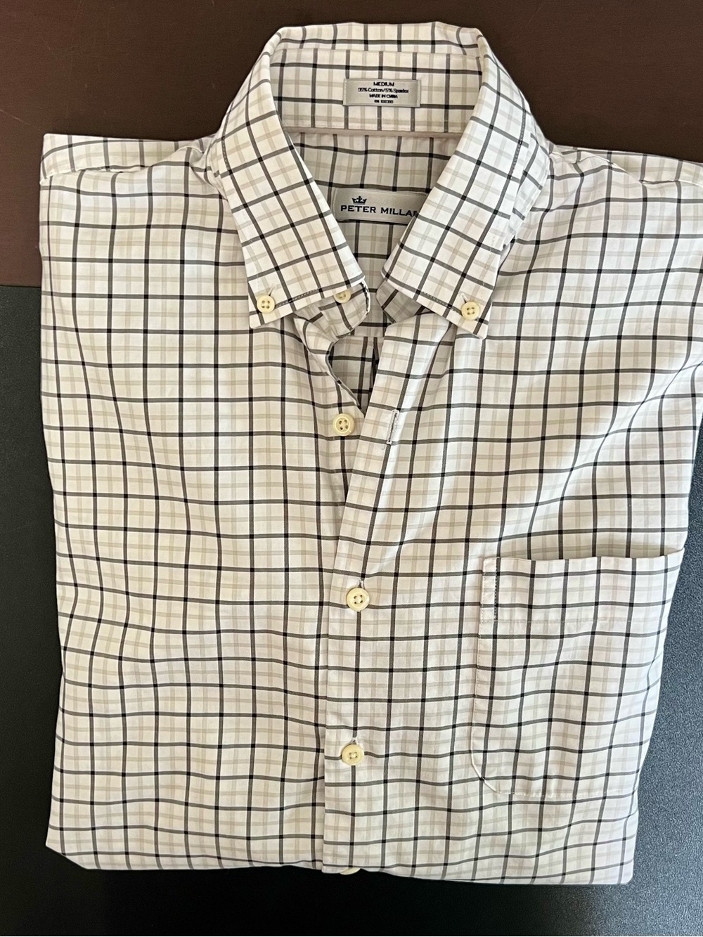 PETER MILLAR Men’s Grid Check Cotton Stretch Button-Down Shirt